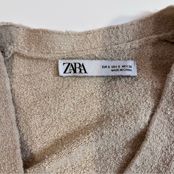 zara tan light brown cropped cardigan button up sweater coquette cottagecore y2k - Picture 6 of 9